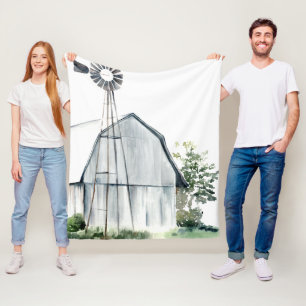 Manta Polar Barn gris acuarela