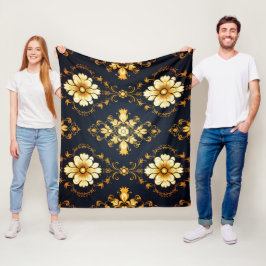 Manta Polar "Barockes Ornament-Muster in Gold und Schwarz"