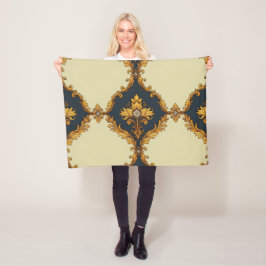 Manta Polar "Barockes Ornament-Muster in Gold und Schwarz"