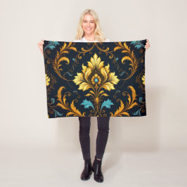 Manta Polar "Barockes Ornament-Muster in Gold und Schwarz"