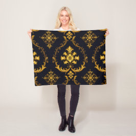 Manta Polar "Barockes Ornament-Muster in Gold und Schwarz"