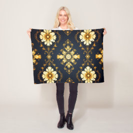 Manta Polar "Barockes Ornament-Muster in Gold und Schwarz"