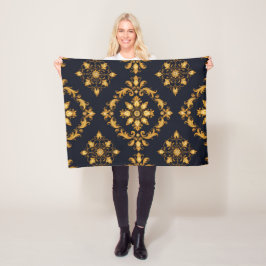 Manta Polar "Barockes Ornament-Muster in Gold und Schwarz"