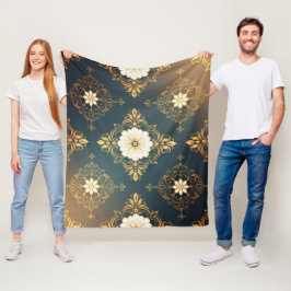 Manta Polar "Barockes Ornament-Muster in Gold und Schwarz" Dec