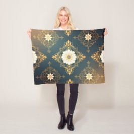 Manta Polar "Barockes Ornament-Muster in Gold und Schwarz" Dec
