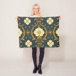 Manta Polar "Barockes Ornament-Muster in Gold und Schwarz" Dec