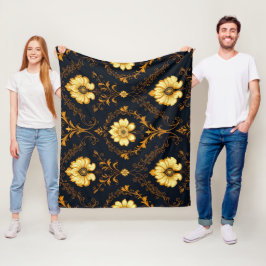 Manta Polar "Barockes Ornament-Muster in Gold und Schwarz" Dec