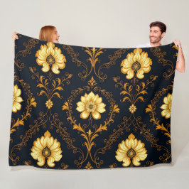 Manta Polar "Barockes Ornament-Muster in Gold und Schwarz" Dec