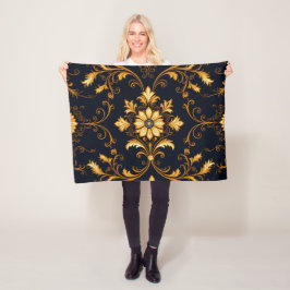 Manta Polar "Barockes Ornament-Muster in Gold und Schwarz" Dec