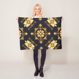 Manta Polar "Barockes Ornament-Muster in Gold und Schwarz" Dec