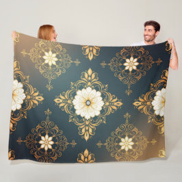 Manta Polar "Barockes Ornament-Muster in Gold und Schwarz" Dec