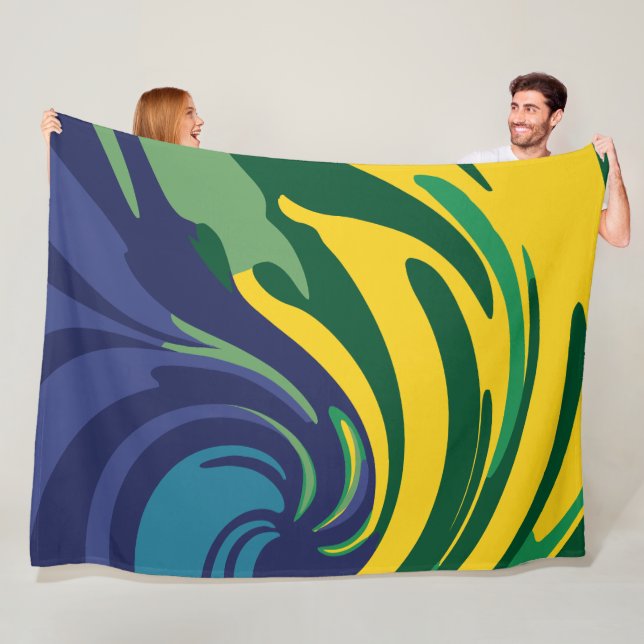 Manta Polar Barrido vibrante de verde, amarillo y azul (In situ)