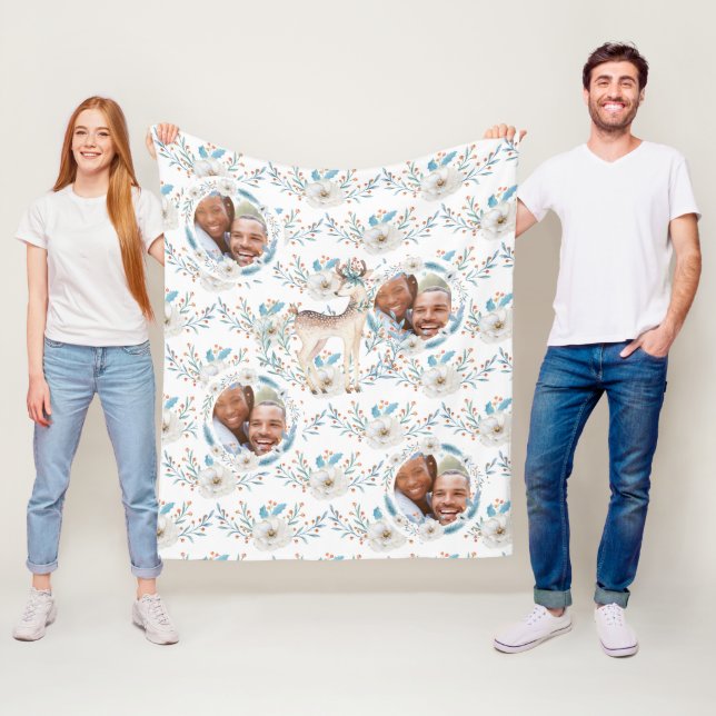 Manta Polar Barrio de invierno con flores de ciervo con una ma (In situ)