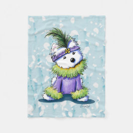 Manta Polar Barrio francés Westie KiniArt Fleece Blanket