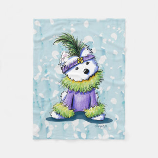 Manta Polar Barrio francés Westie KiniArt Fleece Blanket