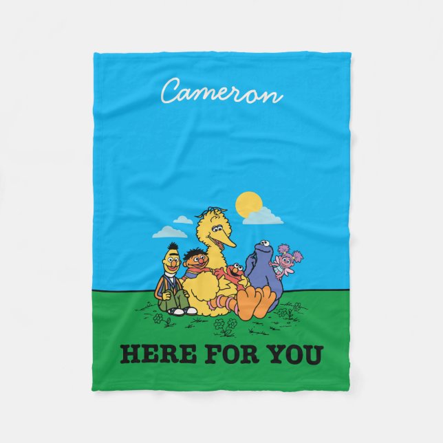 Manta Polar Barrio Sésamo | Aquí Para Usted | Añadir su nombre (Anverso)