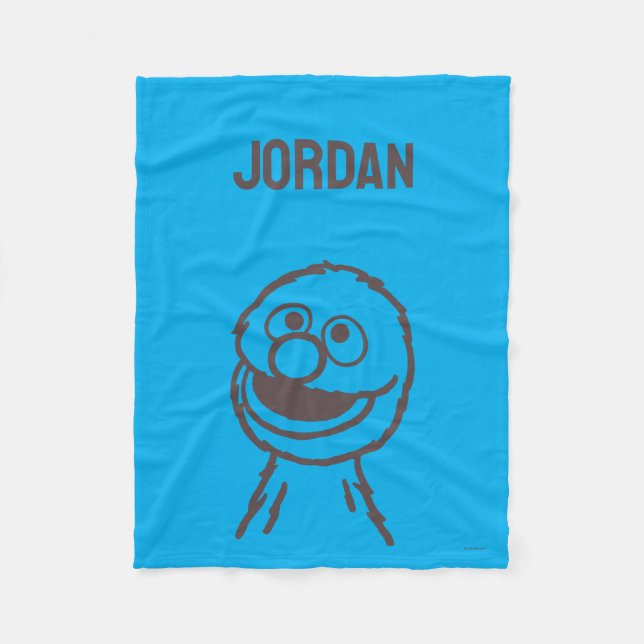 Manta Polar Barrio Sésamo | Grover Bright | Añadir su nombre (Anverso)