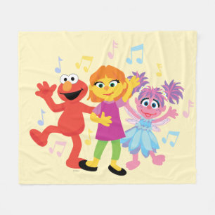 Manta Polar Barrio Sésamo Julia, Elmo y Abby Dancing