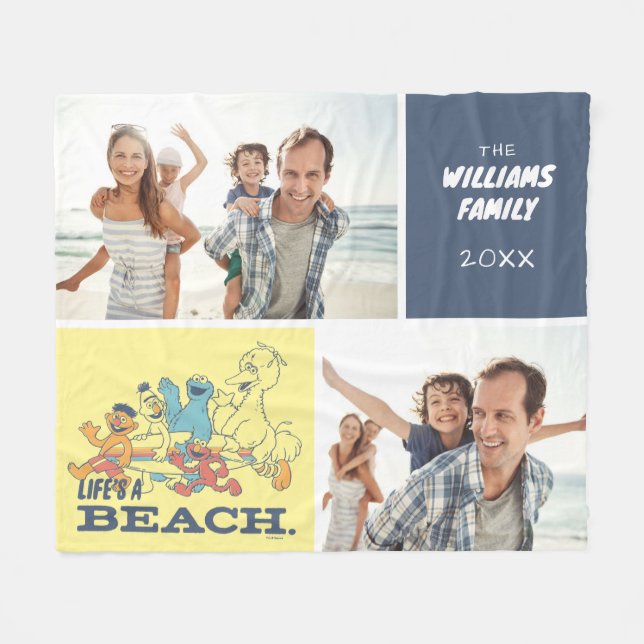 Manta Polar Barrio Sésamo | La vida es una playa | Personaliza (Frente (Horizontal))