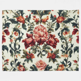 Manta Polar Barroco italiano. Flores y hojas de moda