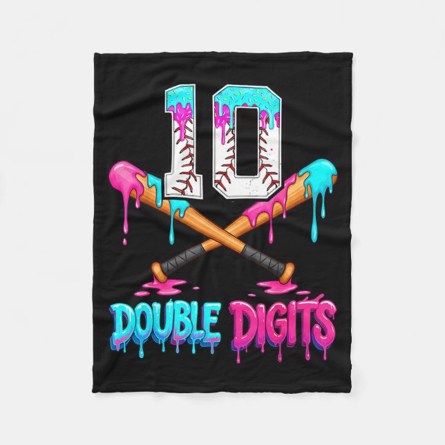 Manta Polar Baseball 10 Year Old Ice Cream Drip 10th Bday Doub (Anverso)