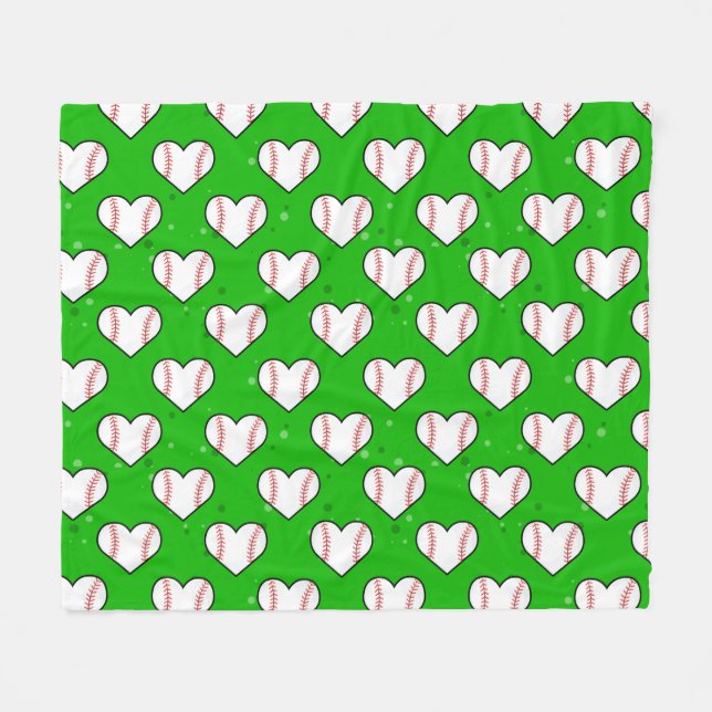 Manta Polar Baseball Ball Texture In Heart Shape - Pattern  (Frente (Horizontal))