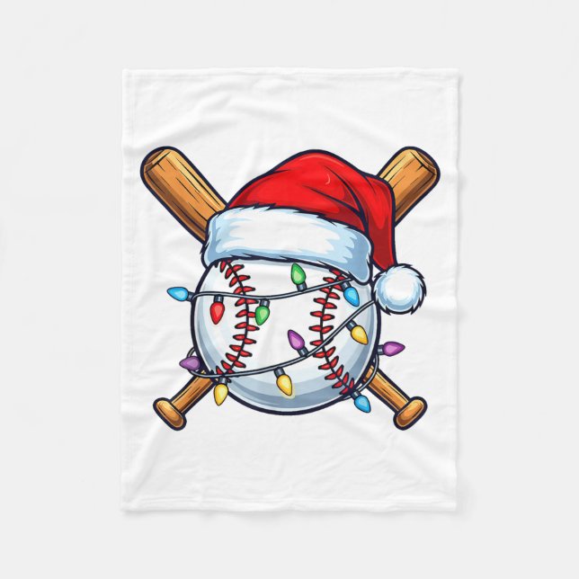 Manta Polar Baseball Christmas Lights Santa Christmas Baseball (Anverso)