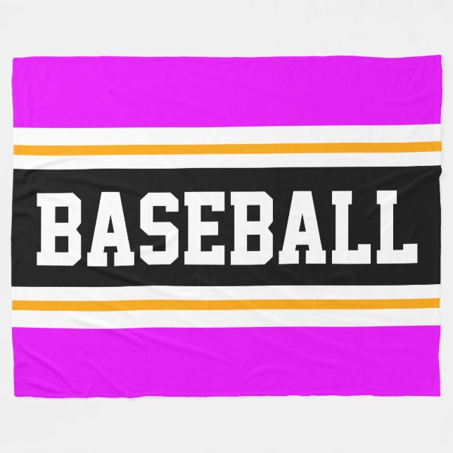 Manta Polar BASEBALL Fun Bright Pink Black Athletic Stripes (Frente (Horizontal))