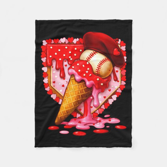 Manta Polar Baseball Heart Valentine Baseball Ice Cream Drip B (Anverso)