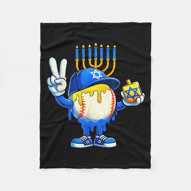Manta Polar Baseball Ice Cream Drip Dreidel Happy Hanukkah Boy (Anverso)