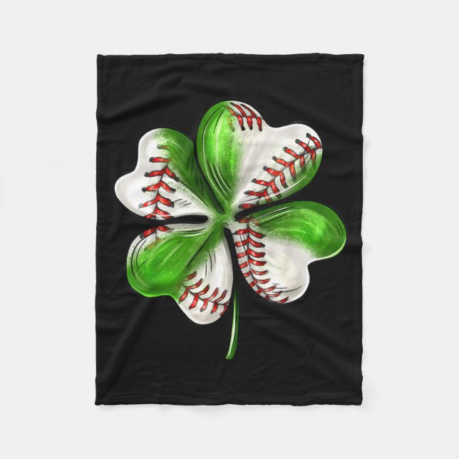 Manta Polar Baseball Shamrock St Patrick's Day Clover With Bas (Anverso)
