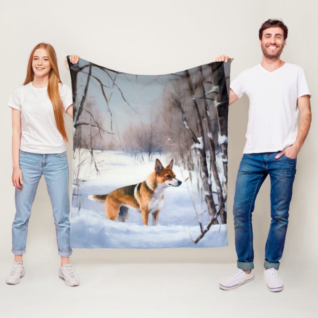 Manta Polar Basenji Deja que nieve Navidad  (In situ)