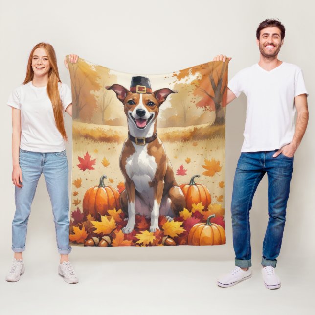 Manta Polar Basenji En Otoño Deja El Arte De Acción De Gracias (In situ)