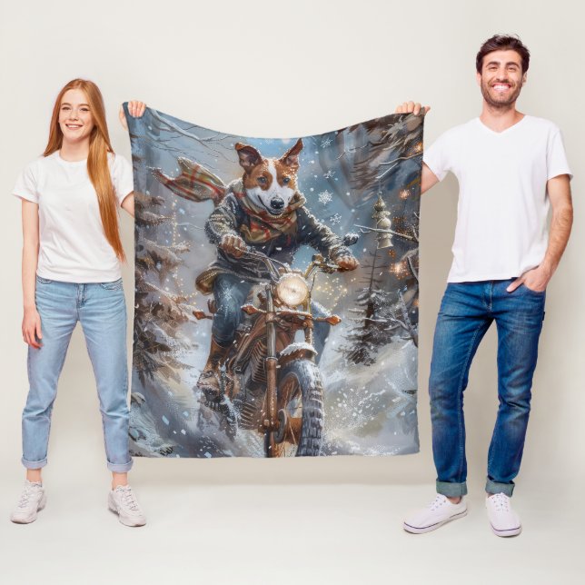 Manta Polar Basenji Viaje en Motocicleta Navidad (In situ)