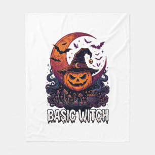 Manta Polar Básica Bruja Halloween Calabaza Luna Creciente Cal