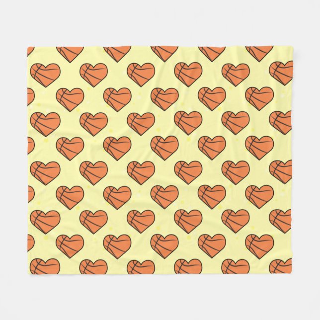 Manta Polar Basketball Ball Texture In Heart Shape Pattern  (Frente (Horizontal))