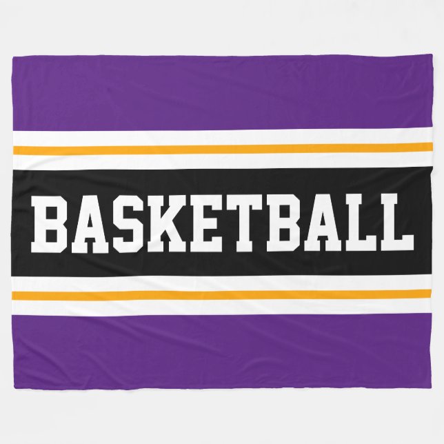 Manta Polar BASKETBALL Fun Royal Purple Black Yellow Strips (Frente (Horizontal))