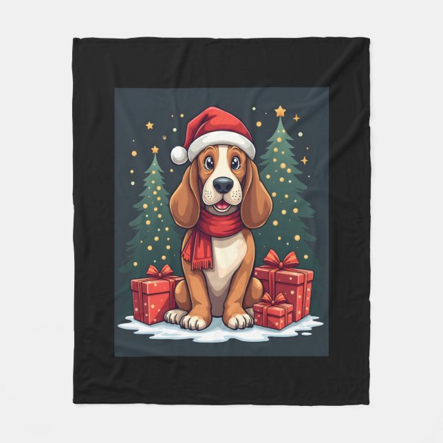 Manta Polar Basset Hound Dog Christmas Parties Santa Dog Lover (Anverso)