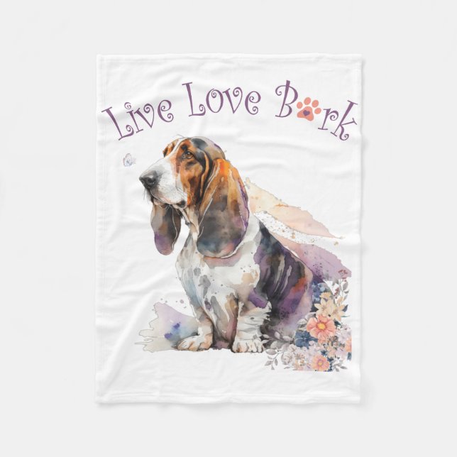 Manta Polar Basset Hound Dog Mom Floral (Anverso)