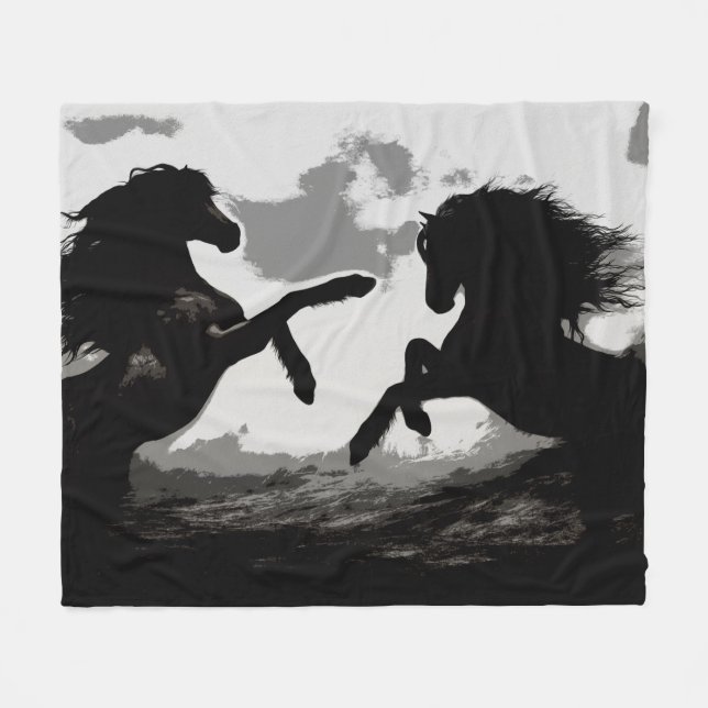 Manta Polar Batalla de los caballos - Arte equino (Frente (Horizontal))