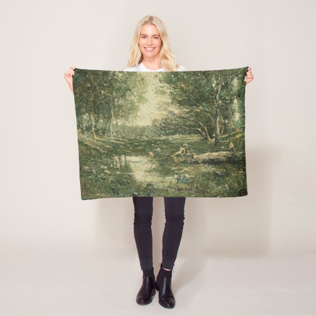 Manta Polar Bathers in Green Woodland Landscape (Arte de época (In situ)