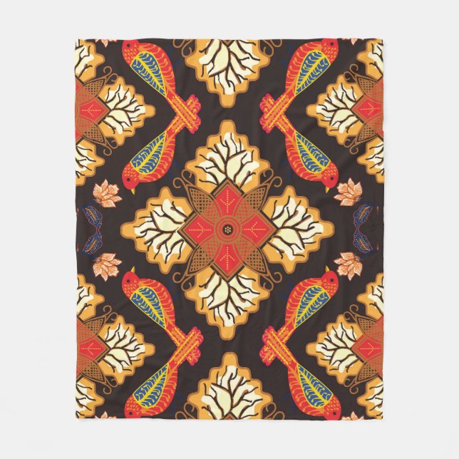 Manta Polar batik indonesio: motivo de la fauna flora. (Anverso)