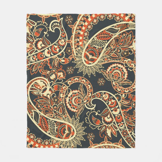 Manta Polar Batik Paisley: Vintage Seamless Pattern. (Anverso)