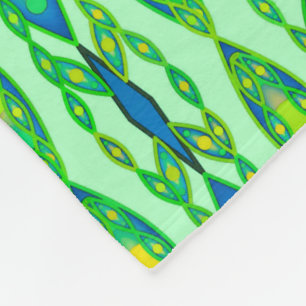 Manta Polar Batik tribal - Moneda, verde esmeralda y azul