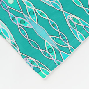 Manta Polar Batik Tribal - Turquesa y Aquamarina