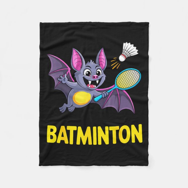 Manta Polar Batminton – Funny Cartoon Bat Playing Badminton  (Anverso)