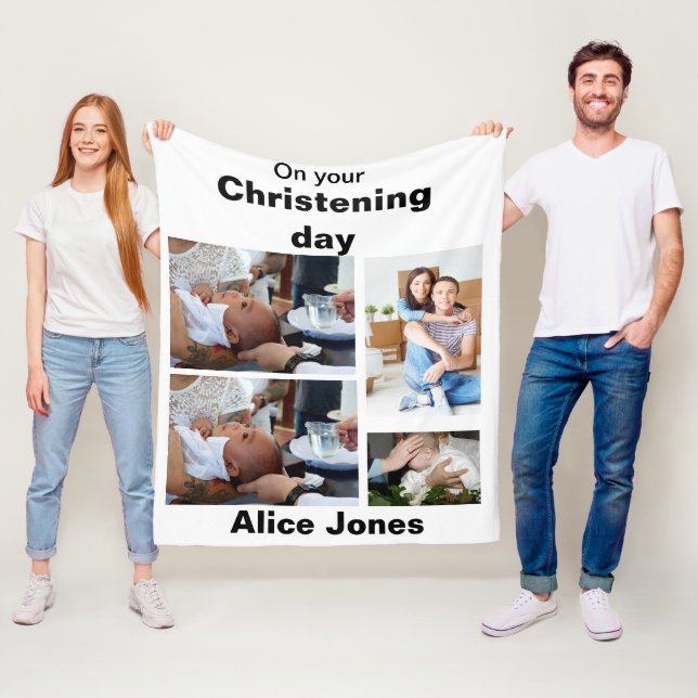 Manta Polar Bautismo personalizado 4 Collage de fotos (In situ)