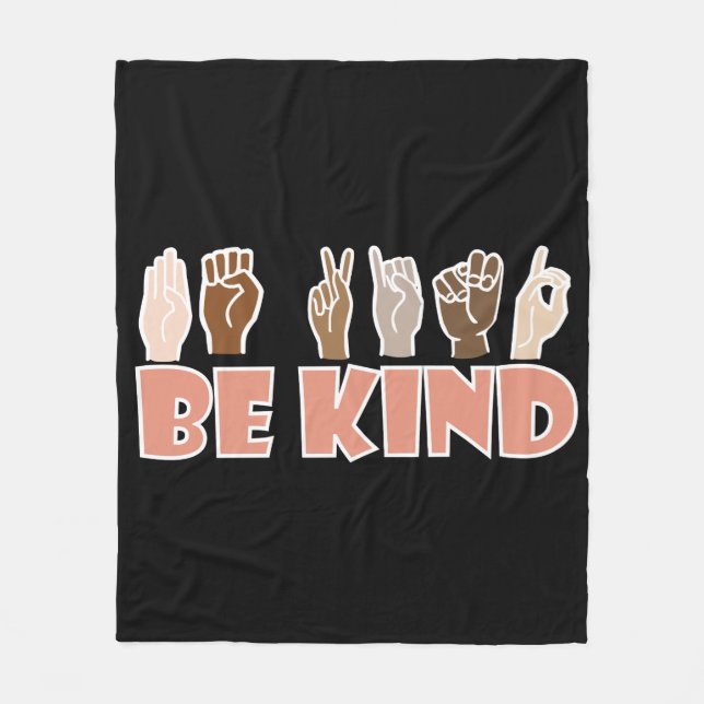 Manta Polar Be Kind ASL American Rótulo Language (Anverso)