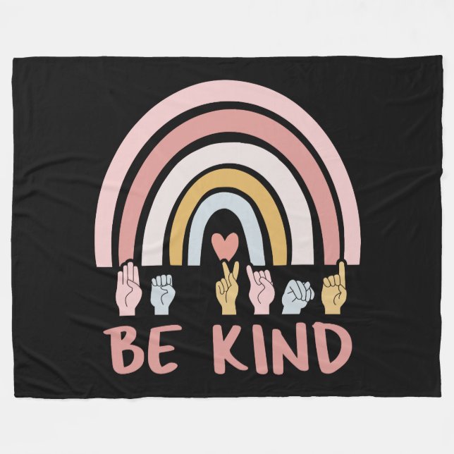 Manta Polar Be Kind ASL III - Lenguaje Rótulo americano (Frente (Horizontal))