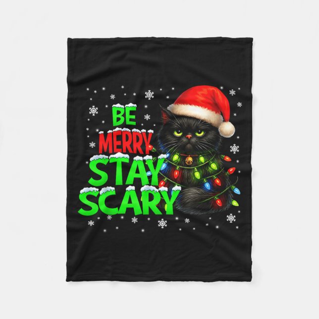 Manta Polar Be Merry Stay Y Black Cat Funny Halloween Christma (Anverso)